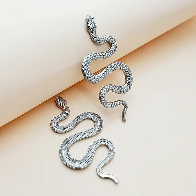Boucles d’oreilles Callidora argentées en acier inoxydable, forme serpent raffinée, bijou moderne et symbolique.