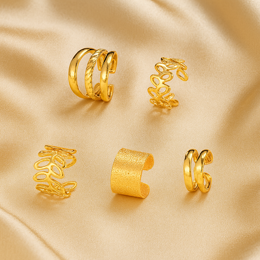 bague d’oreille dorée sans perçage, earcuff élégant style bijouterie chic L’Écrin d’Éclat