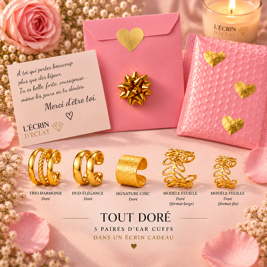 Coffret Cadeau Ear Cuffs – 5 Paires de Bijoux d’Oreilles Sans Perçage