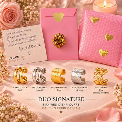 Coffret Cadeau Ear Cuffs – 5 Paires de Bijoux d’Oreilles Sans Perçage