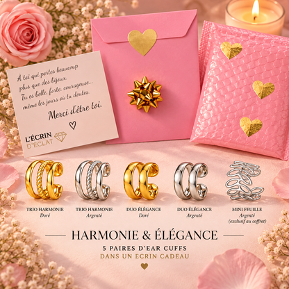 Coffret Cadeau Ear Cuffs – 5 Paires de Bijoux d’Oreilles Sans Perçage