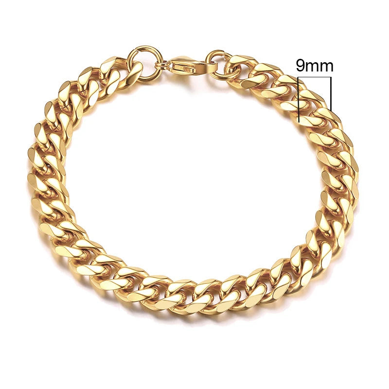 Bracelet homme Titan en acier inoxydable doré, bijou sobre et élégant au design robuste et intemporel.