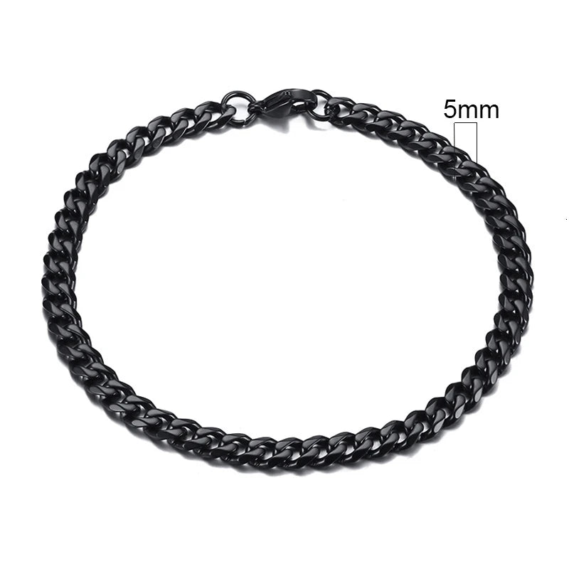 Bracelet homme Achilles en acier inoxydable noir, bijou au design minimaliste et intemporel pour un style affirmé.