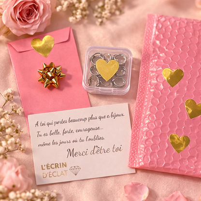Coffret cadeau de 5 paires d'ear cuffs argentés sans perçage avec écrin et carte cadeau
