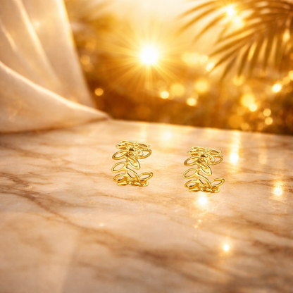 Paire de 2 ear cuffs Feuille Élégante dorés sans perçage